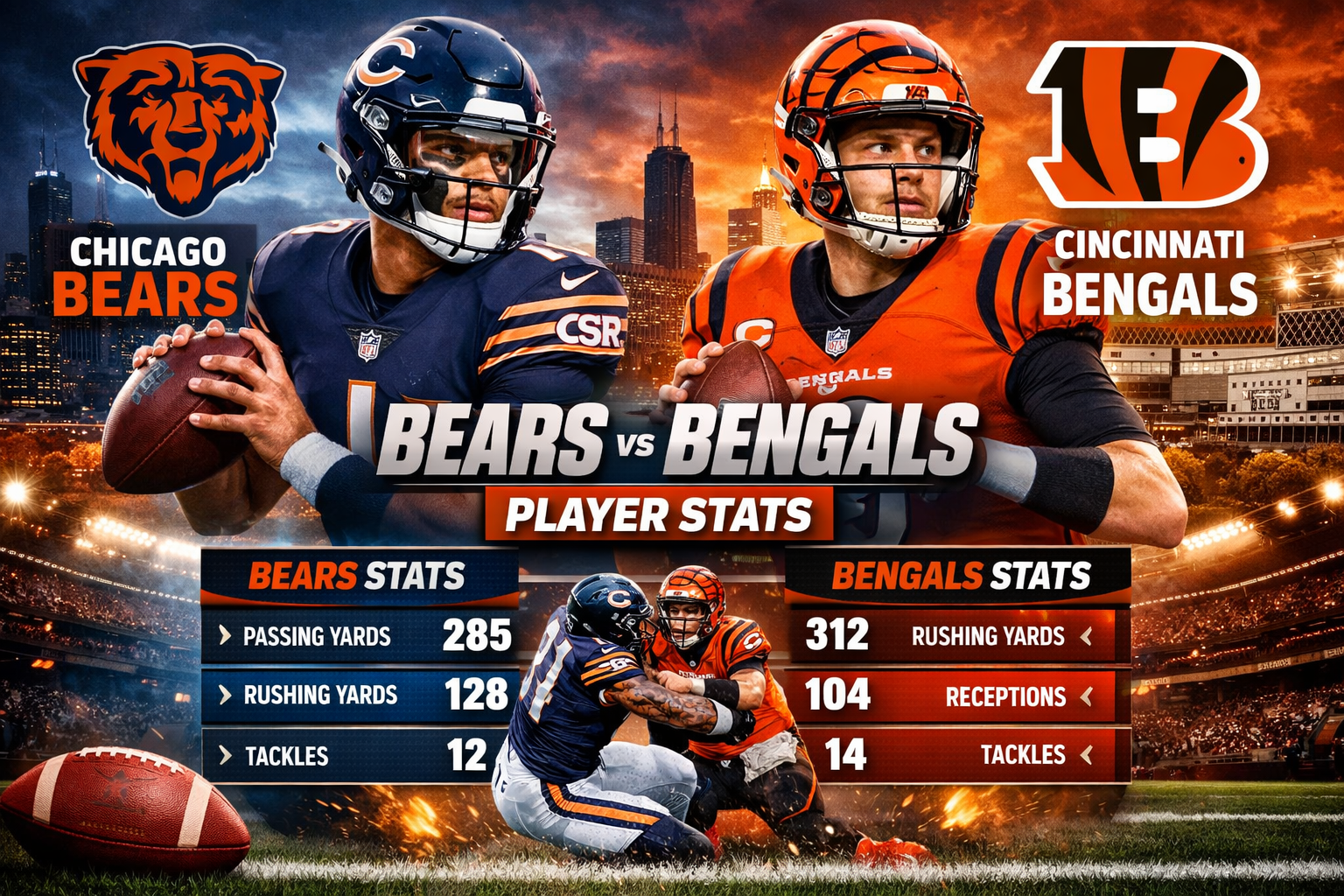 Chicago Bears vs Bengals Match Player Stats